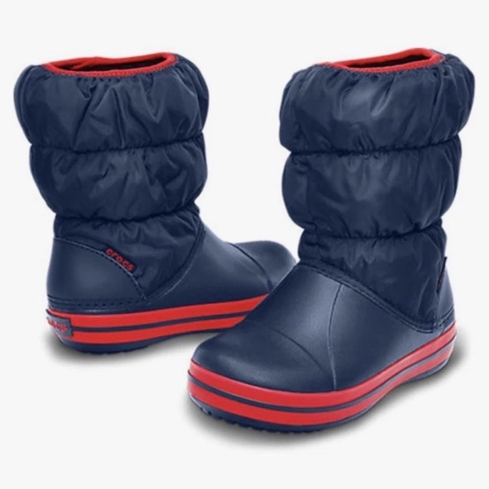 CROCS Navy with Red Trim Kids Winter Boots